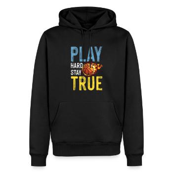 Basketball drôle de dicton - Sweat à capuche Premium bio Homme - noir - Devant - Nico (187cm)
