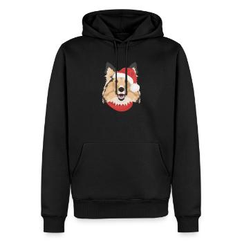 Shetland Sheepdog Joyeux Noël - Sweat à capuche Premium bio Homme - noir - Devant - Nico (187cm)