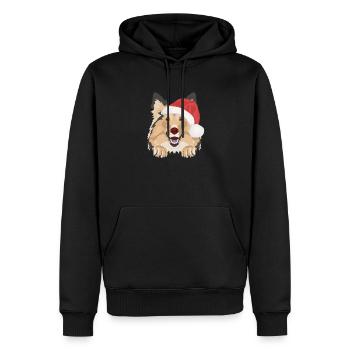 Shetland Sheepdog Joyeux Noël - Sweat à capuche Premium bio Homme - noir - Devant - Nico (187cm)