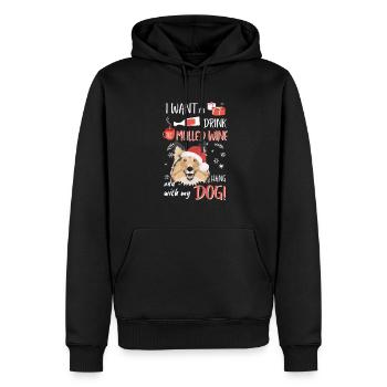 Shetland Sheepdog vin chaud Noël - Sweat à capuche Premium bio Homme - noir - Devant - Nico (187cm)