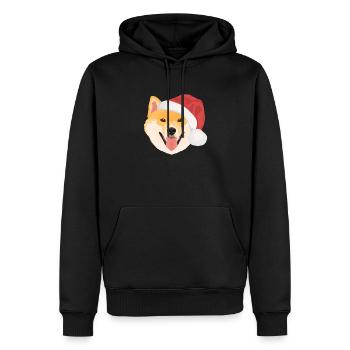 Shiba Inu Joyeux Noël - Sweat à capuche Premium bio Homme - noir - Devant - Nico (187cm)