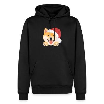Shiba Inu Joyeux Noël - Sweat à capuche Premium bio Homme - noir - Devant - Nico (187cm)