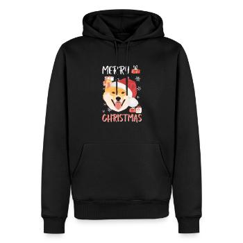 Shiba Inu Joyeux Noël - Sweat à capuche Premium bio Homme - noir - Devant - Nico (187cm)