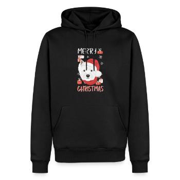 West Highland Terrier Joyeux Noël - Sweat à capuche Premium bio Homme - noir - Devant - Nico (187cm)