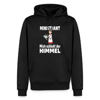 Ministrant Mich schickt der Himmel - Männer Premium Bio Hoodie - Schwarz - Vorne - Nico (187cm)