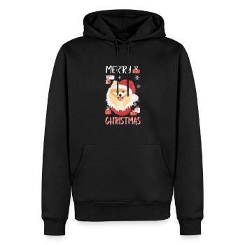 Zwergspitz Frohe Weihnachten - Männer Premium Bio Hoodie - Schwarz - Vorne - Nico (187cm)