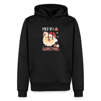 Zwergspitz Frohe Weihnachten - Männer Premium Bio Hoodie - Schwarz - Vorne - Nico (187cm)