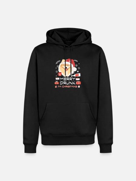 Zwergspitz Weihnachtsmarkt - Männer Premium Bio Hoodie - Schwarz