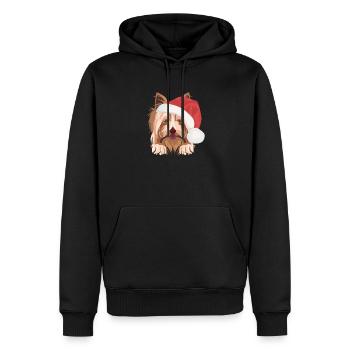 Yorkshire Terrier Joyeux Noël - Sweat à capuche Premium bio Homme - noir - Devant - Nico (187cm)