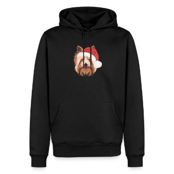 Yorkshire Terrier Joyeux Noël - Sweat à capuche Premium bio Homme - noir - Devant - Nico (187cm)