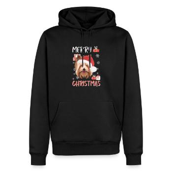 Yorkshire Terrier Joyeux Noël - Sweat à capuche Premium bio Homme - noir - Devant - Nico (187cm)