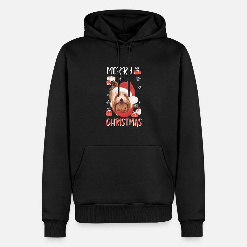 Yorkshire Terrier Joyeux Noël - Sweat à capuche Premium bio Homme - noir