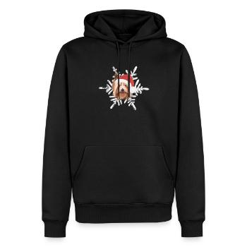 Yorkshire Terrier Joyeux Noël - Sweat à capuche Premium bio Homme - noir - Devant - Nico (187cm)