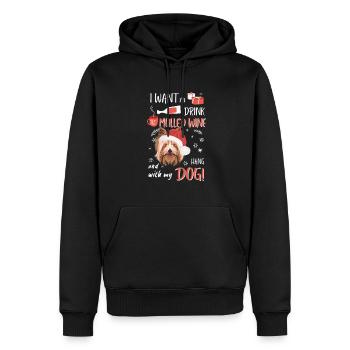 Yorkshire Terrier vin chaud Noël - Sweat à capuche Premium bio Homme - noir - Devant - Nico (187cm)