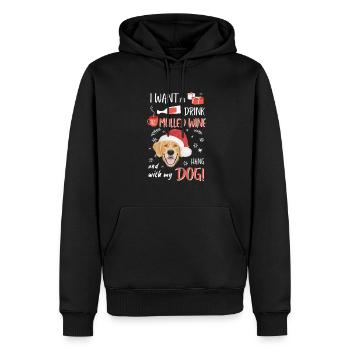 Golden Retriever vin chaud Noël - Sweat à capuche Premium bio Homme - noir - Devant - Nico (187cm)