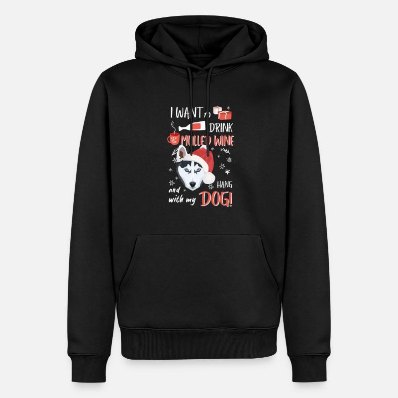 Vin chaud husky Noël - Sweat à capuche Premium bio Homme - noir