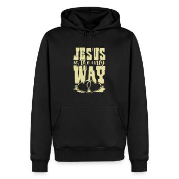 Jésus est le Chemin - Sweat à capuche Premium bio Homme - noir - Devant - Nico (187cm)