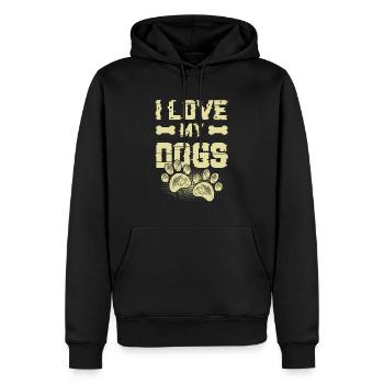 J’aime mes chiens - Sweat à capuche Premium bio Homme - noir - Devant - Nico (187cm)