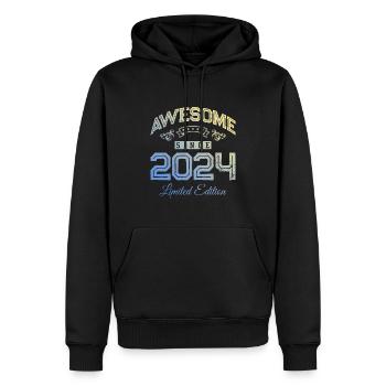 2024 génial depuis - Sweat à capuche Premium bio Homme - noir - Devant - Nico (187cm)