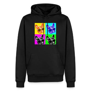 bulldog with sunglasses - Männer Premium Bio Hoodie - Schwarz - Vorne - Nico (187cm)