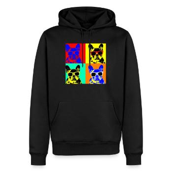 bulldog with sunglasses - Männer Premium Bio Hoodie - Schwarz - Vorne - Nico (187cm)