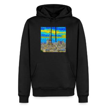 Paris - van Gogh Style - Männer Premium Bio Hoodie - Schwarz - Vorne - Nico (187cm)