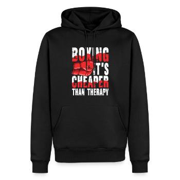 Boxing It's Cheaper Than Therapy - Männer Premium Bio Hoodie - Schwarz - Vorne - Nico (187cm)