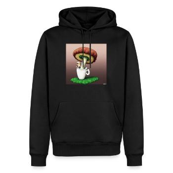 Mushroom sipping Coffee - Men’s Premium Organic Hoodie - black - Front - Nico (187cm)