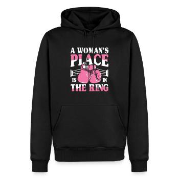 A Woman's Place Is In The Ring - Männer Premium Bio Hoodie - Schwarz - Vorne - Nico (187cm)