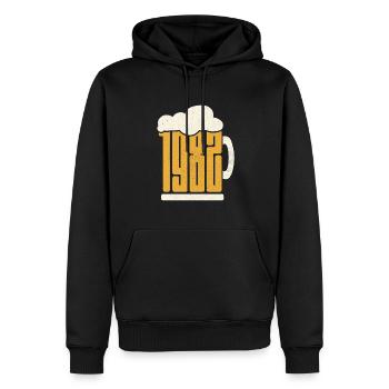 41e anniversaire Buveur de bière 41 ans Né en 1982 - Sweat à capuche Premium bio Homme - noir - Devant - Nico (187cm)