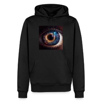 The galaxy Eye - Men’s Premium Organic Hoodie - black - Front - Nico (187cm)