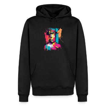 Pop Art Déconstruit - Sweat à capuche Premium bio Homme - noir - Devant - Nico (187cm)