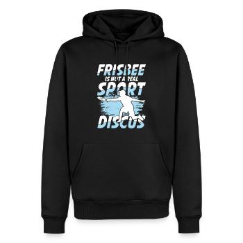Frisbee Is Not A Real Sport Discus - Männer Premium Bio Hoodie - Schwarz - Vorne - Nico (187cm)