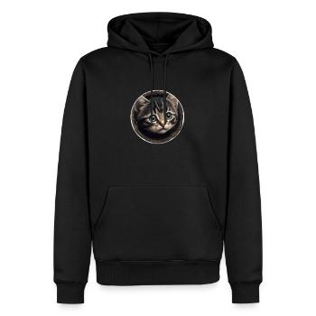 mignon chaton tigré avec ses grands yeux - Sweat à capuche Premium bio Homme - noir - Devant - Nico (187cm)