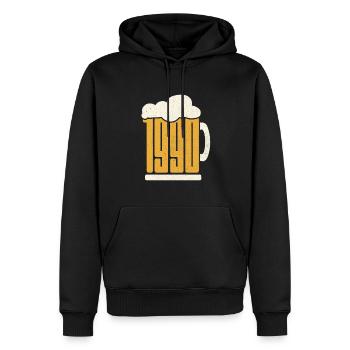 33e anniversaire Buveur de bière 33 ans né en 1990 - Sweat à capuche Premium bio Homme - noir - Devant - Nico (187cm)