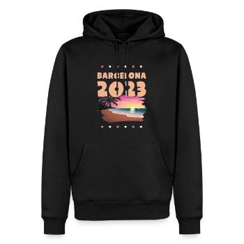 Barcelona 2023 - Männer Premium Bio Hoodie - Schwarz - Vorne - Nico (187cm)