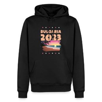 Bulgaria 2023 - Men’s Premium Organic Hoodie - black - Front - Nico (187cm)