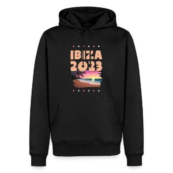Ibiza 2023 - Sweat à capuche Premium bio Homme - noir - Devant - Nico (187cm)