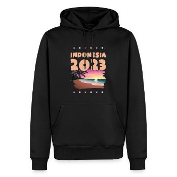 Indonesia 2023 - Männer Premium Bio Hoodie - Schwarz - Vorne - Nico (187cm)
