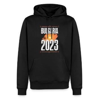 Bulgaria 2023 - Men’s Premium Organic Hoodie - black - Front - Nico (187cm)