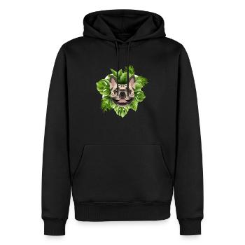 Bouledogue Français tropical - Sweat à capuche Premium bio Homme - noir - Devant - Nico (187cm)