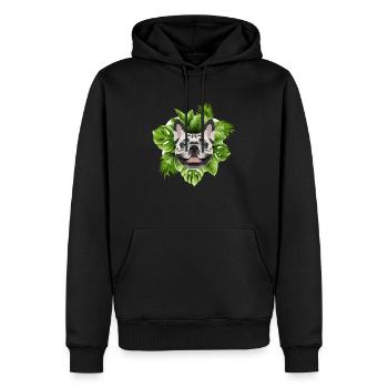 Bouledogue Français tropical - Sweat à capuche Premium bio Homme - noir - Devant - Nico (187cm)