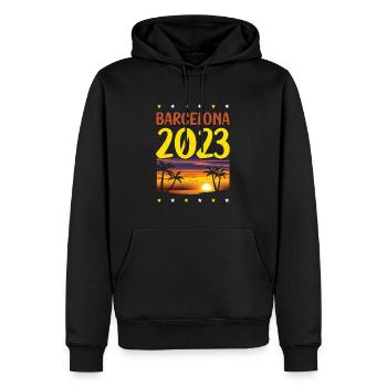 Barcelona 2023 - Männer Premium Bio Hoodie - Schwarz - Vorne - Nico (187cm)