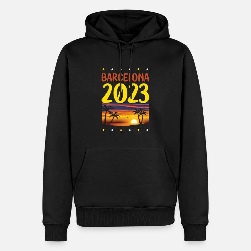 Barcelone 2023 - Sweat à capuche Premium bio Homme - noir
