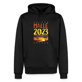 MALLE 2023 - Sweat à capuche Premium bio Homme - noir - Devant - Nico (187cm)