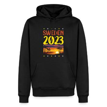 Suède 2023 - Sweat à capuche Premium bio Homme - noir - Devant - Nico (187cm)