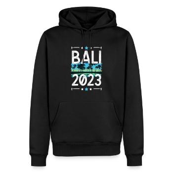 Bali 2023 - Männer Premium Bio Hoodie - Schwarz - Vorne - Nico (187cm)