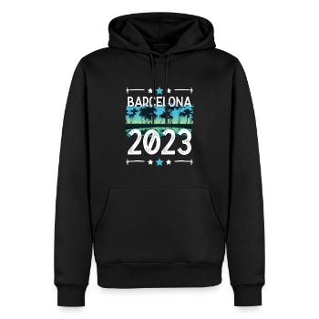 Barcelona 2023 - Männer Premium Bio Hoodie - Schwarz - Vorne - Nico (187cm)