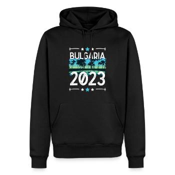 Bulgaria 2023 - Men’s Premium Organic Hoodie - black - Front - Nico (187cm)