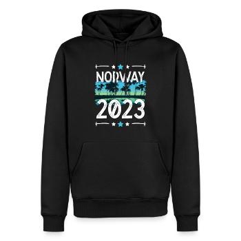 Norway 2023 - Männer Premium Bio Hoodie - Schwarz - Vorne - Nico (187cm)